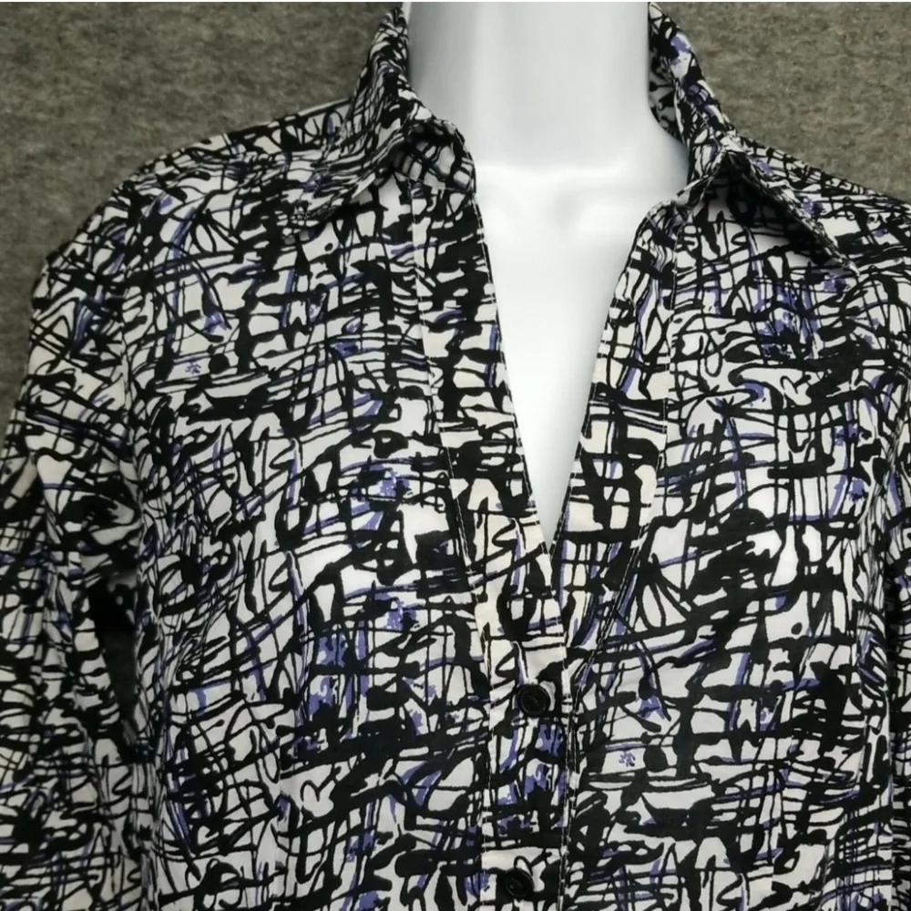 ANN Taylor Collared Blouse Women's Size 4 Button Front Lightweight 100% Cotton
